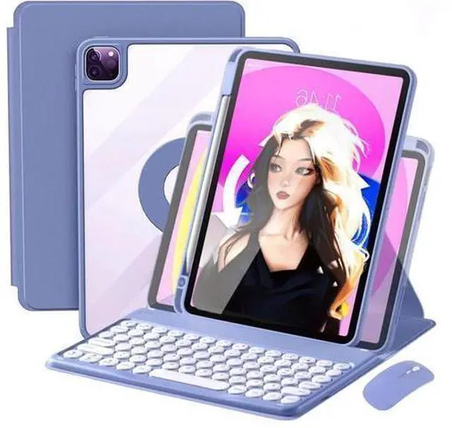 Alt view image 6 of 7 - AnMengXinLing Vertical Keyboard Case for 10.2inch iPad9/iPad8/iPad7 with Mouse, Case for iPad 9th/8th/7th Gen/Air3/Pro10.5 Case with Keyboard Mouse Combo, (Magnetic-Lavender)