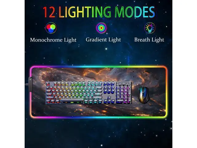 Alt view image 2 of 7 - Armanza RGB Gaming Mouse Pad, Large Mousepad with Led Light, Gaming Accessories Keyboard Pad for Desk, Non-Slip Rubber Base Big Mouse Mat for Gamer, 31.5 X 11.8 Inch, Golden Galaxy