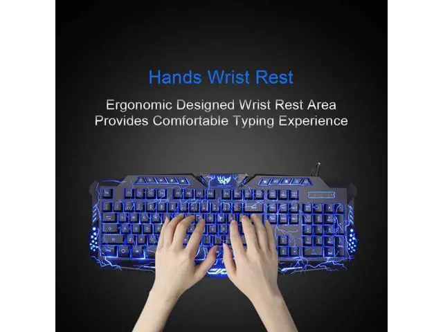 Alt view image 2 of 7 - BlueFinger Gaming Keyboard and Mouse,USB Wired Backlit Gaming Mouse and Keyboard Combo,Letters Glow, 3 Color Crack Backlit,Illumination Keyboard and Mouse Set for Game and Work