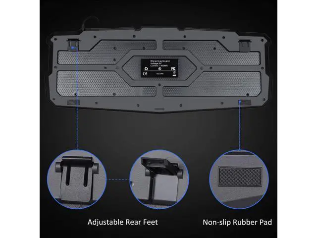 Alt view image 4 of 7 - BlueFinger Gaming Keyboard and Mouse,USB Wired Backlit Gaming Mouse and Keyboard Combo,Letters Glow, 3 Color Crack Backlit,Illumination Keyboard and Mouse Set for Game and Work