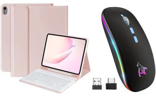 Main image of BQSS for iPad 10th Generation Keyboard Case 10.9"2022 & LED Wireless Mouse, 2.4G Wireless Bluetooth Two Mode Computer Mice