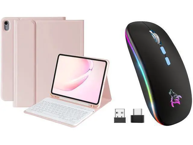 Alt view image 6 of 7 - BQSS for iPad 10th Generation Keyboard Case 10.9"2022 & LED Wireless Mouse, 2.4G Wireless Bluetooth Two Mode Computer Mice