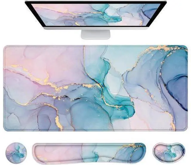 Main image of Desk Mat Mouse Pad with Wrist Rest 4-in-1 Large Mouse Pads for Desk Ergonomic Mouse Pad and Keyboard Wrist Rest Gaming Keyboard Mat for Office Home