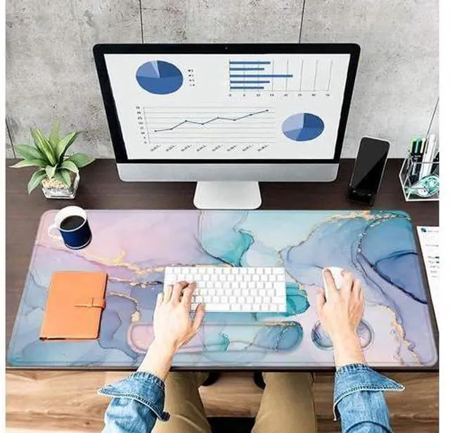 Alt view image 2 of 7 - Desk Mat Mouse Pad with Wrist Rest 4-in-1 Large Mouse Pads for Desk Ergonomic Mouse Pad and Keyboard Wrist Rest Gaming Keyboard Mat for Office Home
