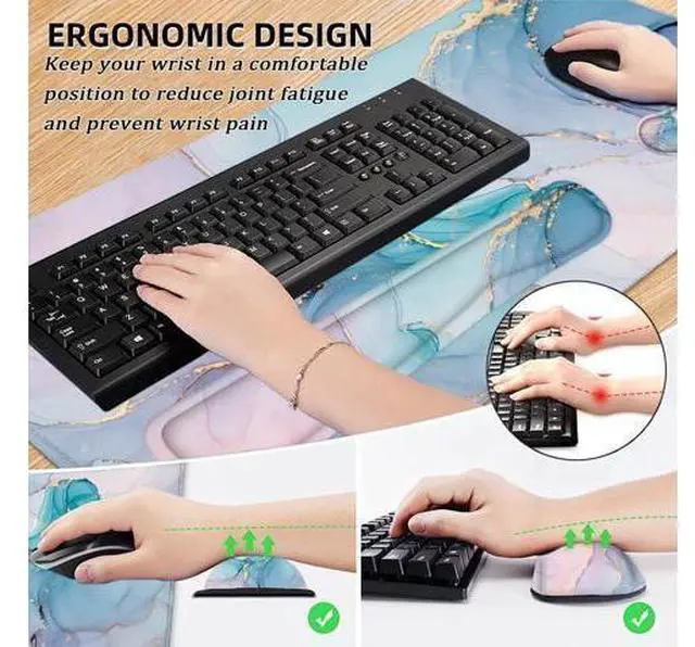 Alt view image 3 of 7 - Desk Mat Mouse Pad with Wrist Rest 4-in-1 Large Mouse Pads for Desk Ergonomic Mouse Pad and Keyboard Wrist Rest Gaming Keyboard Mat for Office Home