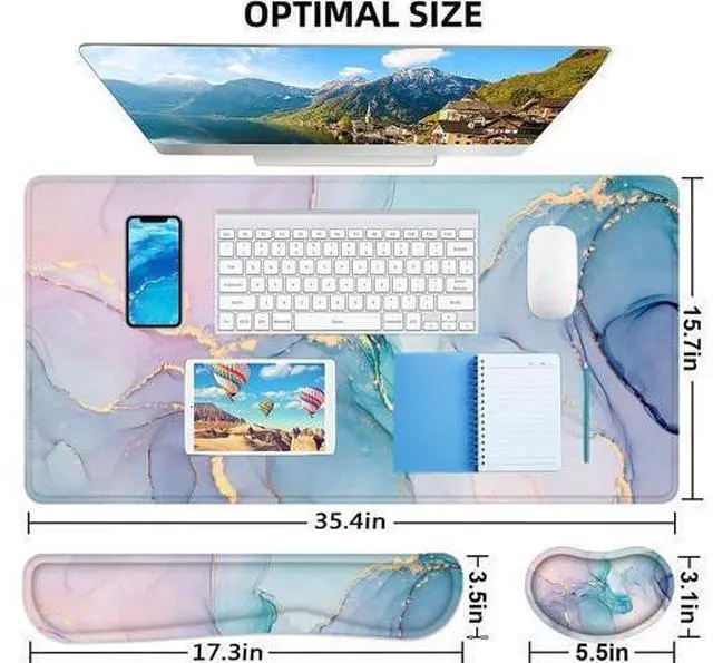 Alt view image 6 of 7 - Desk Mat Mouse Pad with Wrist Rest 4-in-1 Large Mouse Pads for Desk Ergonomic Mouse Pad and Keyboard Wrist Rest Gaming Keyboard Mat for Office Home
