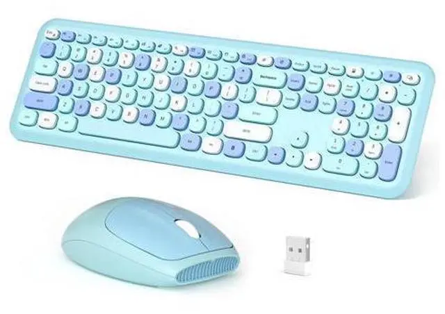 Main image of Dilter Wireless Keyboard and Mouse Combo, 2.4G Slim Full-Sized Office Keyboard and Mouse for PC Computer Desktop Laptops Windows (Blue Colorful)