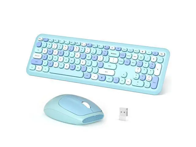 Alt view image 6 of 7 - Dilter Wireless Keyboard and Mouse Combo, 2.4G Slim Full-Sized Office Keyboard and Mouse for PC Computer Desktop Laptops Windows (Blue Colorful)