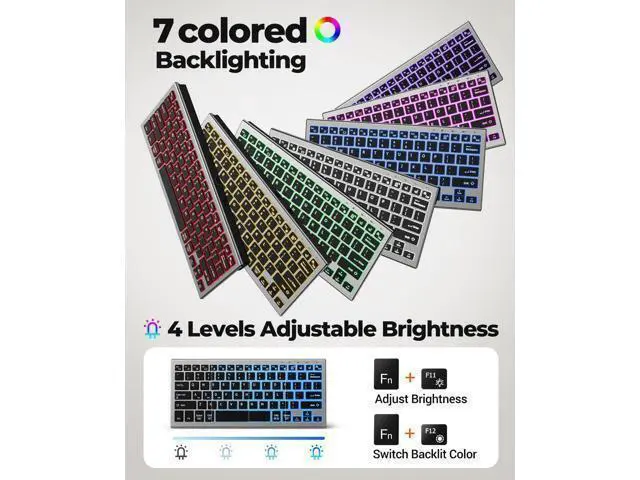 Alt view image 4 of 7 - FENISIO Keyboard and Mouse, Bluetooth Slim Compact Keyboard Wireless, Scissor Switch Keyboard and Silent USB Mouse, Rechargeable Keyboard Mouse Combo for PC Laptop iPad Mac