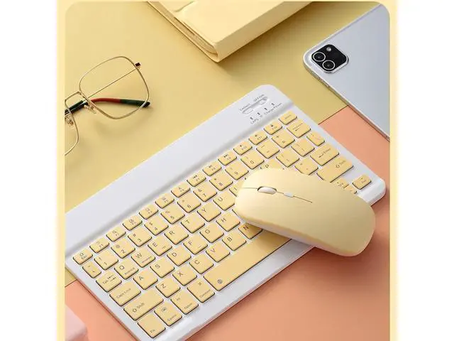 Alt view image 3 of 7 - iPad 10.2 Keyboard Case with Mouse, Case for iPad 9th Gen 2021/8th 2020/7th 2019/iPad Air 3/iPad Pro 10.5 with Keyboard and Mouse, Detachable Magnetic Keyboard Cover with Pencil Holder (Yellow)