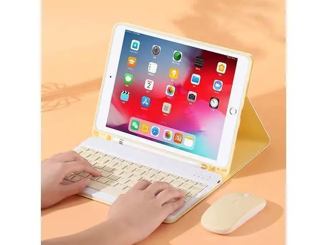 Alt view image 7 of 7 - iPad 10.2 Keyboard Case with Mouse, Case for iPad 9th Gen 2021/8th 2020/7th 2019/iPad Air 3/iPad Pro 10.5 with Keyboard and Mouse, Detachable Magnetic Keyboard Cover with Pencil Holder (Yellow)
