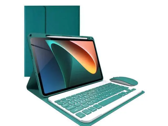 Alt view image 6 of 7 - iPad 10th Generation Case with Keyboard Mouse 2022 iPad 10 Removable Bluetooth Wireless Keyboard Case Color Keys (Dark Green)