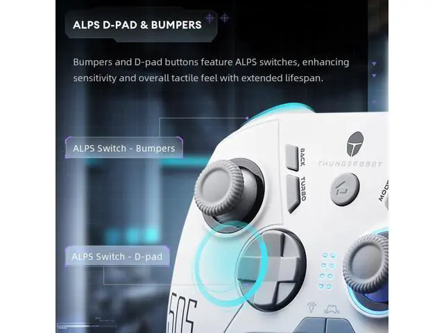 Alt view image 3 of 6 - 1000HZ Wireless PC Controller for Windows PC,Switch,IOS&Android,PC Game Controller with Hall Effect Joysticks&Triggers/Gyroscope,6 Programmable Buttons White