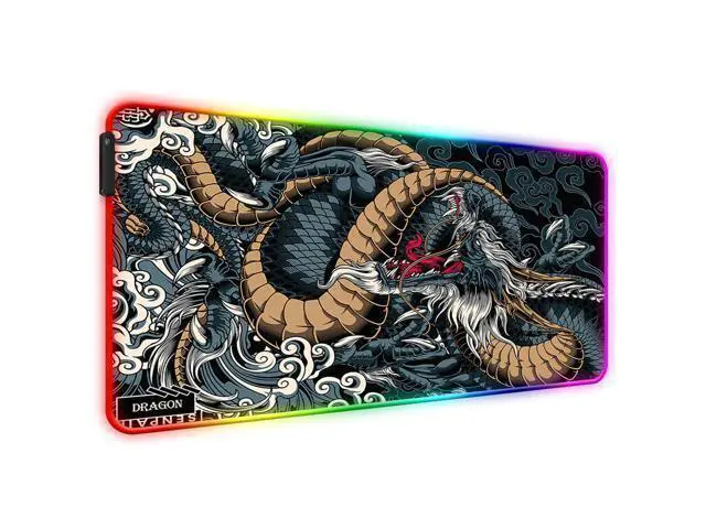 Alt view image 6 of 7 - JIANG100 RGB Dragon LED Gaming Mouse Pad, Large Light Up PC Mousepad, Long Glowing Computer Laptop and Keyboard Mat for Desk
