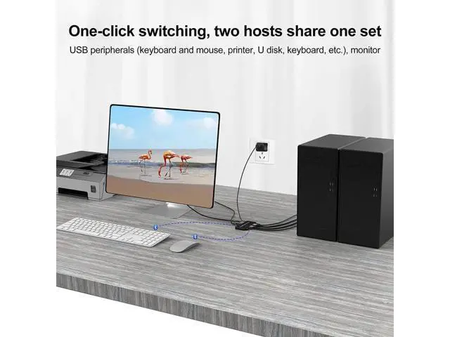Alt view image 3 of 7 - 2 Port 8K HDMI KVM Switch 2 in 1 Out 8K@60Hz 4K@120Hz 2 PC to 1 Monitor with 4 USB 3.0 Ports for Sharing Keyboard, Mouse, U Disk