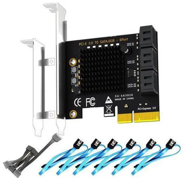 Main image of GLOTRENDS SA3026-C 6-Port PCIe X4 SATA Expansion Card with SATA and Power Cables, Compatible with Windows,Linux,Mac OS,NAS