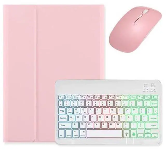 Main image of kaidisen Backlit Keyboard for Galaxy Tab S6 Lite 10.4" 2024/2022/2020 Keyboard Case with Mouse, Detachable Backlight Color Keyboard Case,Pink+White