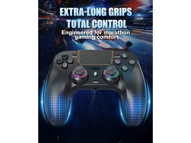 Alt view image 2 of 7 - LED Wireless Controller for PS5 with Hall Effect Joystick and Trigger,4 Macron Boutton Extended Grip Controller Compatible with PS5 Pro/Slim, Dual Vibration, Remap/Turbo Function