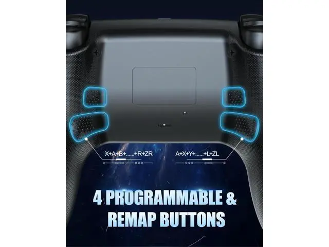 Alt view image 5 of 7 - LED Wireless Controller for PS5 with Hall Effect Joystick and Trigger,4 Macron Boutton Extended Grip Controller Compatible with PS5 Pro/Slim, Dual Vibration, Remap/Turbo Function
