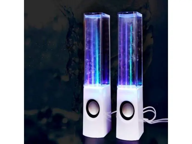 Alt view image 3 of 7 - 2PCS LED Light Speakers Dancing Water Music Fountain Light for PC Laptop for Phone Portable Desk Stereo Speaker White