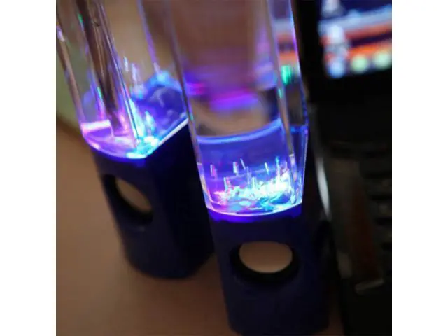 Alt view image 4 of 7 - 2PCS LED Light Speakers Dancing Water Music Fountain Light for PC Laptop for Phone Portable Desk Stereo Speaker White