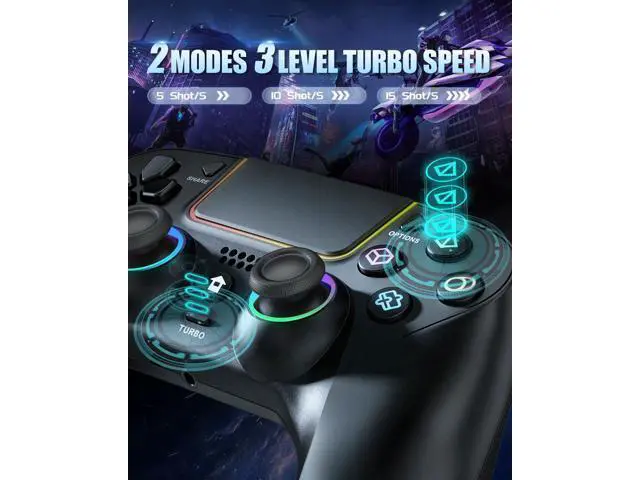 Alt view image 6 of 7 - LED Wireless Controller for PS5 with Hall Effect Joystick and Trigger,4 Macron Boutton Extended Grip Controller Compatible with PS5 Pro/Slim, Dual Vibration, Remap/Turbo Function