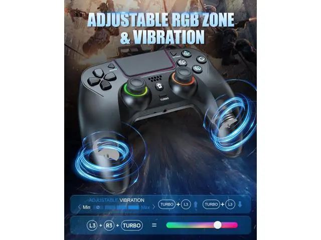 Alt view image 7 of 7 - LED Wireless Controller for PS5 with Hall Effect Joystick and Trigger,4 Macron Boutton Extended Grip Controller Compatible with PS5 Pro/Slim, Dual Vibration, Remap/Turbo Function