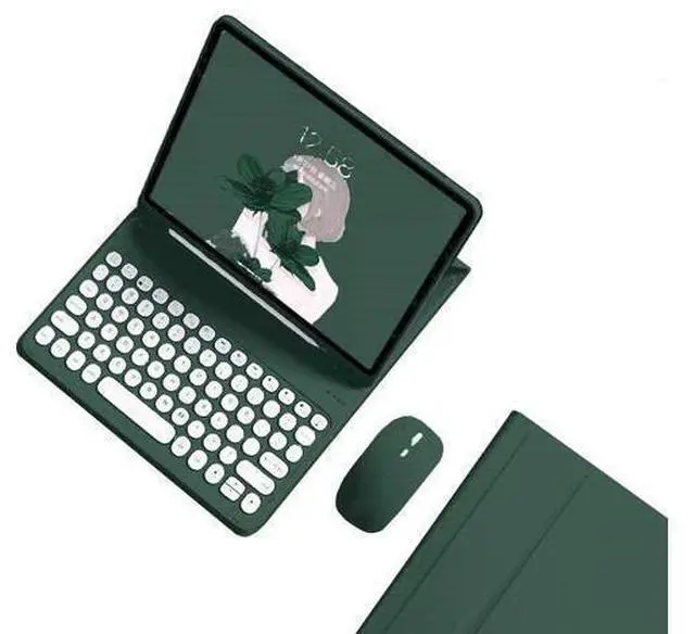Main image of kaidisen Keyboard Case for Galaxy Tab A7 10.4 inch Case with Keyboard and Bluetooth Mouse, Detachable Candy Color Keyboard Cover Round Key,Dark Green