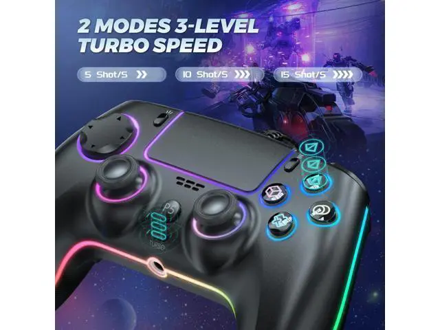 Alt view image 7 of 7 - RGB Wired Controller for PS5/PS4 and PC with Hall Effect Joystick and Trigger, 3.5mm Audio Jack, Support Tubro/Ma cro Function, Adjustable Dual Vibration 6-Axis Motion Control Gamepad