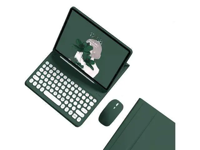 Alt view image 6 of 7 - kaidisen Keyboard Case for Galaxy Tab A7 10.4 inch Case with Keyboard and Bluetooth Mouse, Detachable Candy Color Keyboard Cover Round Key,Dark Green