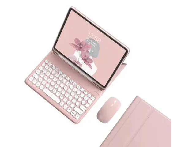 Alt view image 6 of 7 - kaidisen Keyboard Case for Galaxy Tab A8 10.5 inch Case with Keyboard and Bluetooth Mouse, Detachable Candy Color Keyboard Cover Round Key,Pink