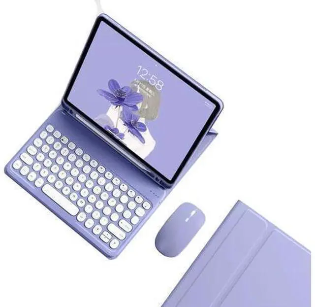 Main image of kaidisen Keyboard Case for Galaxy Tab S6 Lite 10.4 inch Case with Keyboard and Bluetooth Mouse, Detachable Candy Color Keyboard Cover Round Key,Purple