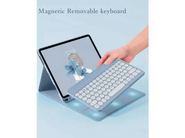 Alt view image 3 of 7 - kaidisen Keyboard Case for Galaxy Tab S6 Lite 10.4 inch Case with Keyboard and Bluetooth Mouse, Detachable Candy Color Keyboard Cover Round Key,Purple