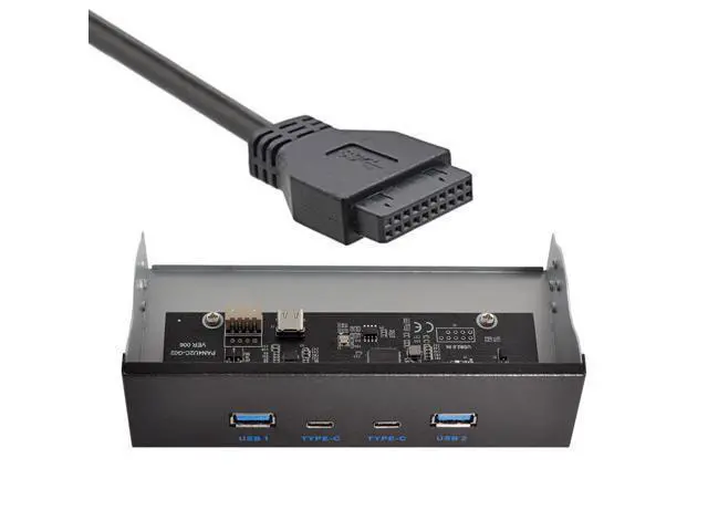 Alt view image 2 of 3 - USB-C & USB 3.0 HUB 4 Ports Front Panel to Motherboard 20Pin Connector Cable for 5.25" CD-ROM Bay