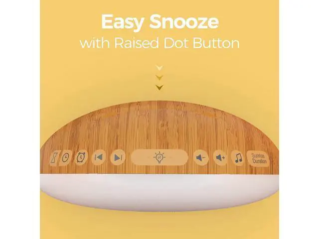 Alt view image 7 of 7 - Wood Grain Sunrise Alarm Clock and Sound Machine Nightlight, Digital Dimmable Clock for Bedroom, 26 Sleep Sounds, White Noise Machine for Baby, Adults, Wake Up Light Alarm Clock for Kids