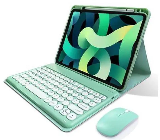 Main image of kaitesi Keyboard Case Mouse for iPad 10th Generation 2022 Keyboard Case Cute Round Keys Detachable Bluetooth Keyboard Slim Smart Cover,Mint Green