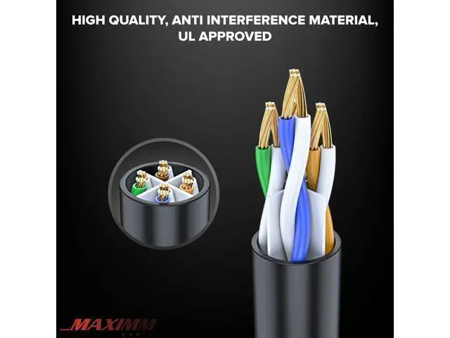 Alt view image 2 of 7 - Maximm Cat 6 Ethernet Cable 2 Ft, 100% Pure Copper, Cat6 Cable (20 Pack) LAN Cable, Internet Cable, Patch Cable and Network Cable - UTP (Black) 2 Feet