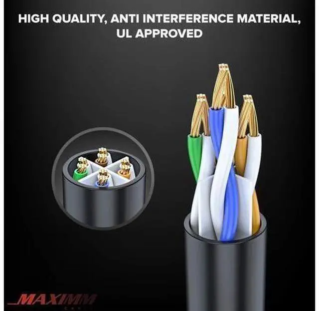 Alt view image 7 of 7 - Maximm Cat 6 Ethernet Cable 2 Ft, 100% Pure Copper, Cat6 Cable (20 Pack) LAN Cable, Internet Cable, Patch Cable and Network Cable - UTP (Black) 2 Feet