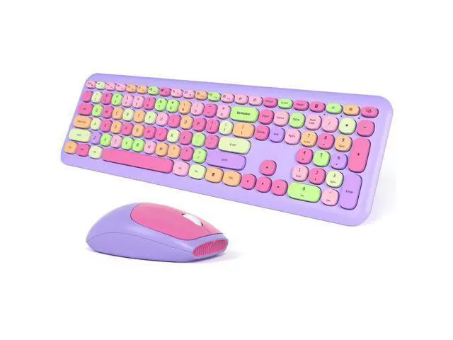 Alt view image 6 of 7 - Meidosa Colorful Keyboard, Wireless Typewriter Keyboard Aesthetic Keyboard with Mouse Multi-Device Compatible for Windows XP / 7/8 / 10 PC Laptop