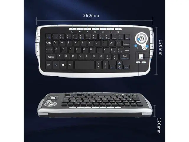 Alt view image 3 of 7 - Mini Ergonomic Keyboard Trackball Air Mouse 1200dpi Function TV 2.4G Wireless Keyboard with trackball for Lapotp PC TV (Silver)
