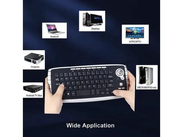 Alt view image 4 of 7 - Mini Ergonomic Keyboard Trackball Air Mouse 1200dpi Function TV 2.4G Wireless Keyboard with trackball for Lapotp PC TV (Silver)