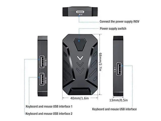 Alt view image 5 of 7 - Mobile Gaming Keyboard Mouse Adapter Converter for PUBG, for Android and for iOS Mobile Phones, Support Bluetooth, with Adjustable Stand(Black)