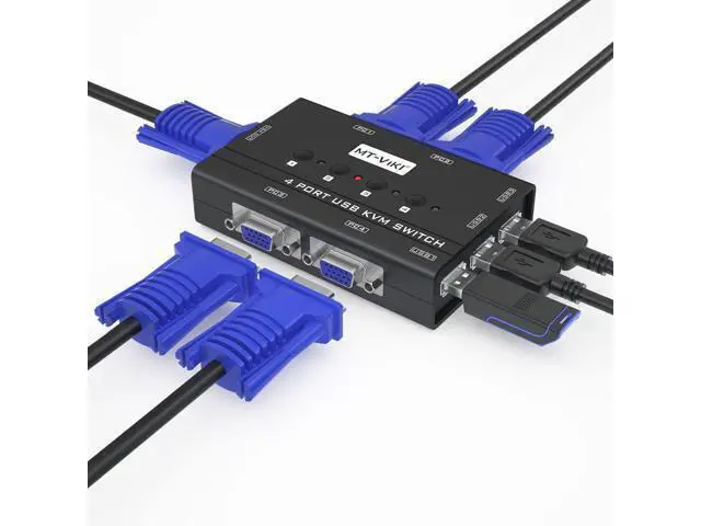 Alt view image 6 of 7 - MT-VIKI KVM Switch VGA, 4 Port KVM Switch for 4 Computers Share One Monitor Keyboard Mouse Printer, 3 USB 2.0 Hub, Included 4 VGA KVM Cables
