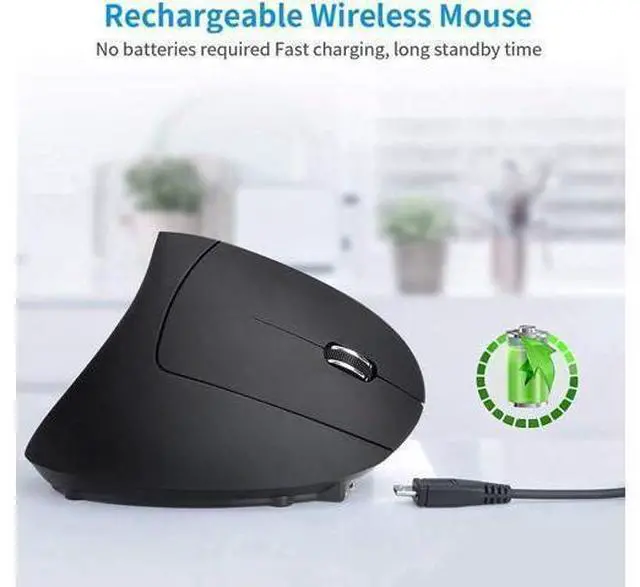 Alt view image 7 of 7 - Rechargeable Wireless Vertical Mouse, 2.4G Wireless Ergonomic Optical Mouse with 3 Adjustable 800/1200 /1600 DPI, Suitable for Big Hands