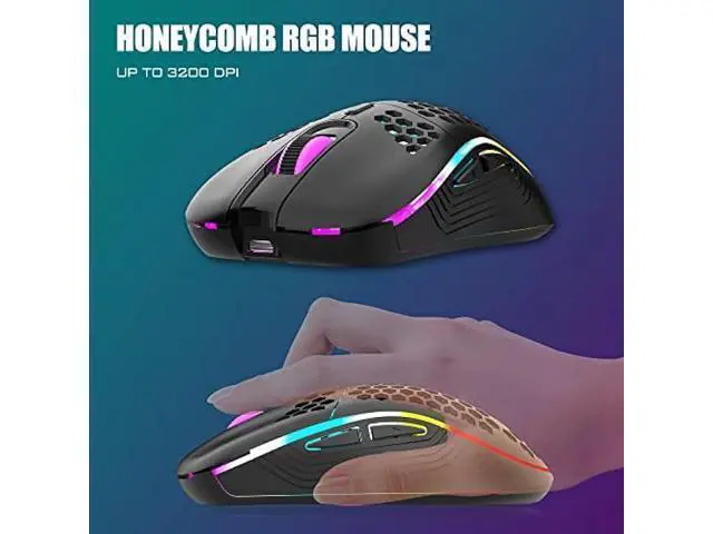 Alt view image 4 of 7 - RedThunder K84 Wireless Keyboard and Mouse Combo, Rainbow LED Backlit Rechargeable Battery, 75% Layout 84 Keys TKL Ultra Compact Gaming Keyboard & Lightweight 7200 DPI Honeycomb Optical Mouse (Black)