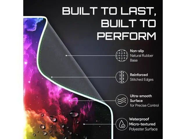 Alt view image 4 of 7 - RGB Large Gaming Mouse Pad, Extended Soft LED Mouse Pad, Non-Slip Rubber Base, Water Resist Keyboard Pad, Computer Mousepad 31.5×11.8 inches
