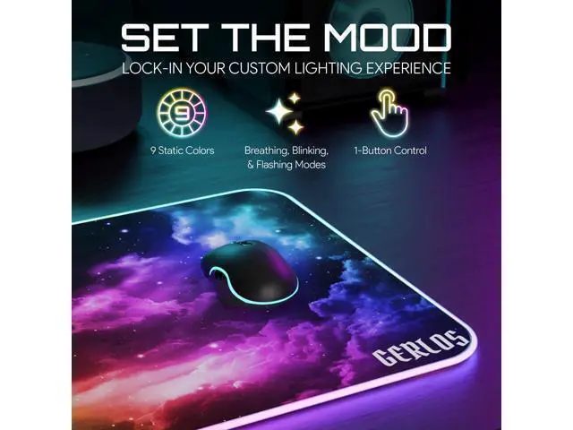Alt view image 5 of 7 - RGB Large Gaming Mouse Pad, Extended Soft LED Mouse Pad, Non-Slip Rubber Base, Water Resist Keyboard Pad, Computer Mousepad 31.5×11.8 inches