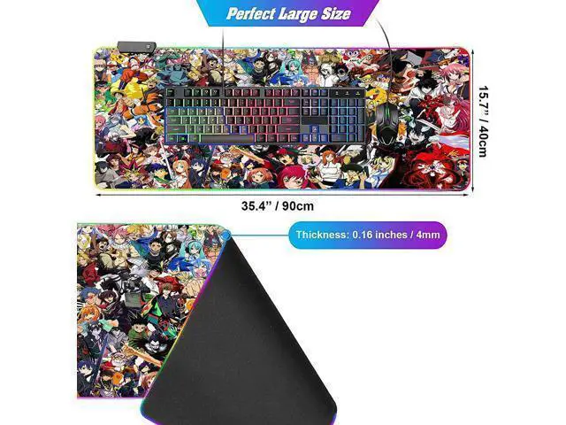 Alt view image 6 of 7 - RGB Mouse Pad Japanese Anime Characters Crossover Custom Mousepad with Non-Slip Rubber Base,Large Gaming Desk Pad,LED Light Edges Mouse Mat,Computer Keyboard and Mice Pads for Office Game,35.4x15.7