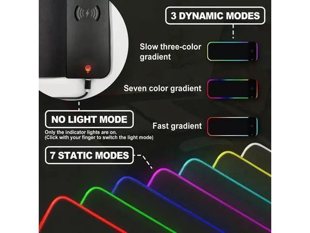 Alt view image 7 of 7 - RGB Wireless Charging Mouse Pad 15W, XL 900x300x4MM Mouse Mat, RGB Mouse Pad with Wireless Charging, Keyboard Mat for Gaming