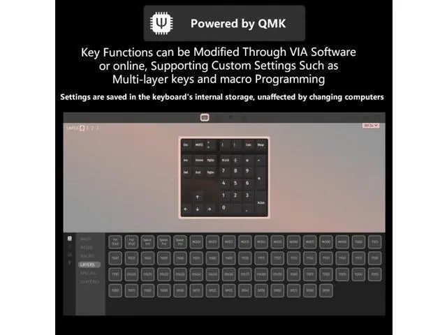 Alt view image 3 of 7 - SIKAI CASE 34 Key Mechanical Numpad, Wired Hot Swappable Programmable Number Pad Keyboard USB C 34 Key Numpad for Laptop Edit/PS/Gaming/Data Entry, VIA Support Number Pad for Win, Macbook, PC(RGB)